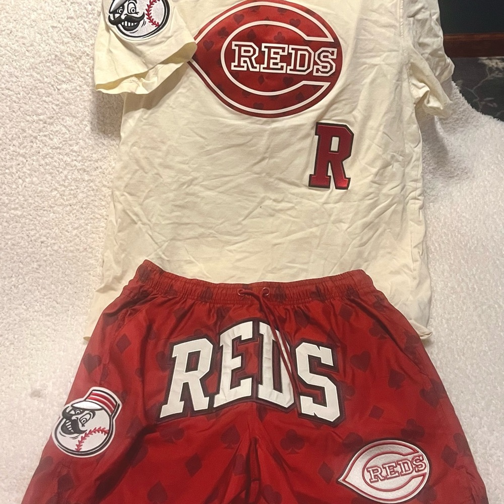 Cream shirt and Red shorts